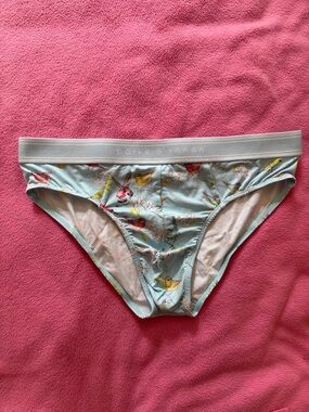 Parke & Ronen Light Blue Bird Print Bikini Briefs